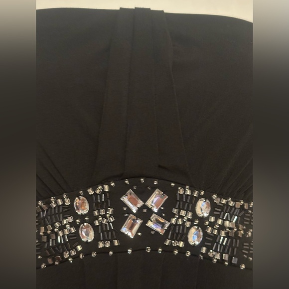 WHBM Strapless Black Dress with Embellished Beads On Waist Sz 4. Thick Material. - Picture 6 of 14